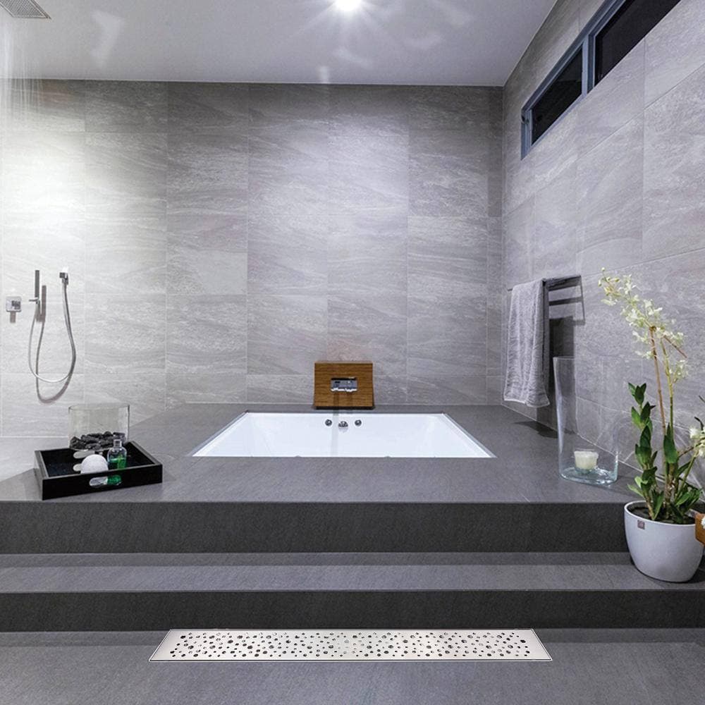 Elegante Drain Collection 30 in. Linear Stainless Steel Shower Drain with Rain Drop Pattern (3)