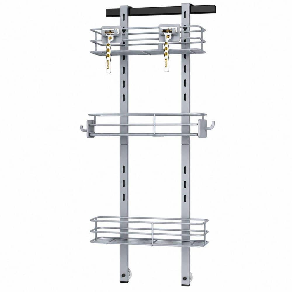 Unbranded 3 Tier Over the Door Hanging Shower Caddy Rustproof Organizer with Soap Holder and 4 Hooks Brushed Nickel (1)
