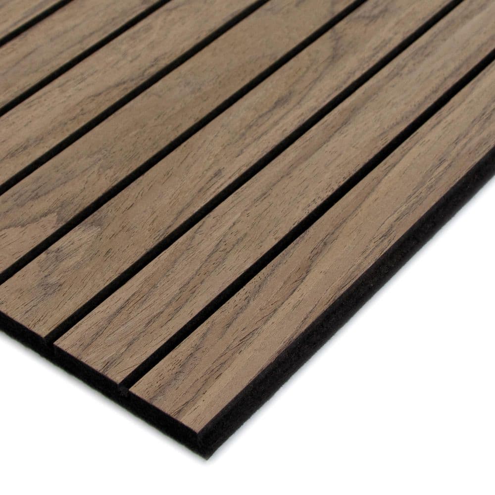 sunwings 0.4 in. x 4 ft. x 2 ft. Brown Walnut PET Peel and Stick Acoustic 3D Wood Slat Decorative Wall Paneling (4-Pack) (2)