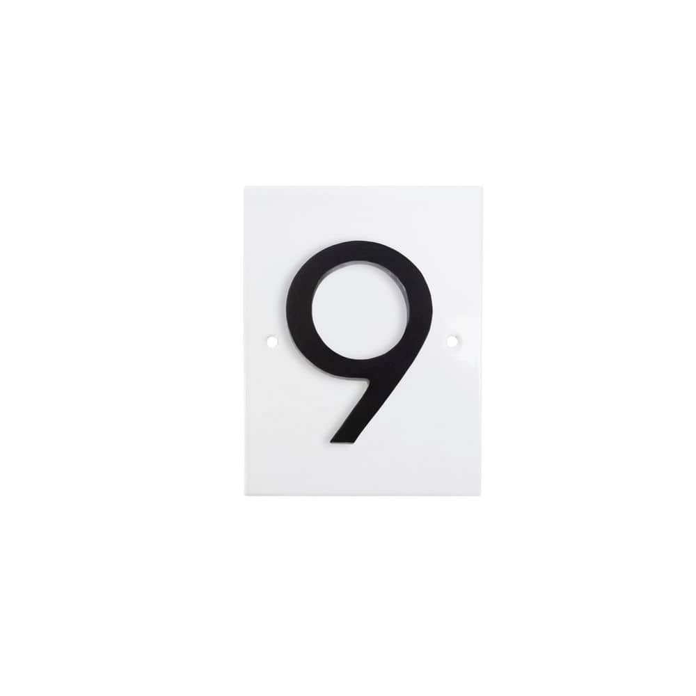 Montague Metal Products Horizontal Floating Modern Address Plaque (4 in. Numbers-1 Character)-White/Black (1)