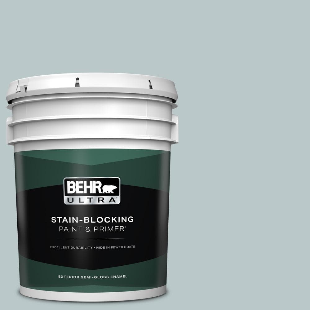 BEHR ULTRA 5 Gal. #N470-2A Dusted Blue Semi-Gloss Enamel Exterior Paint and Primer