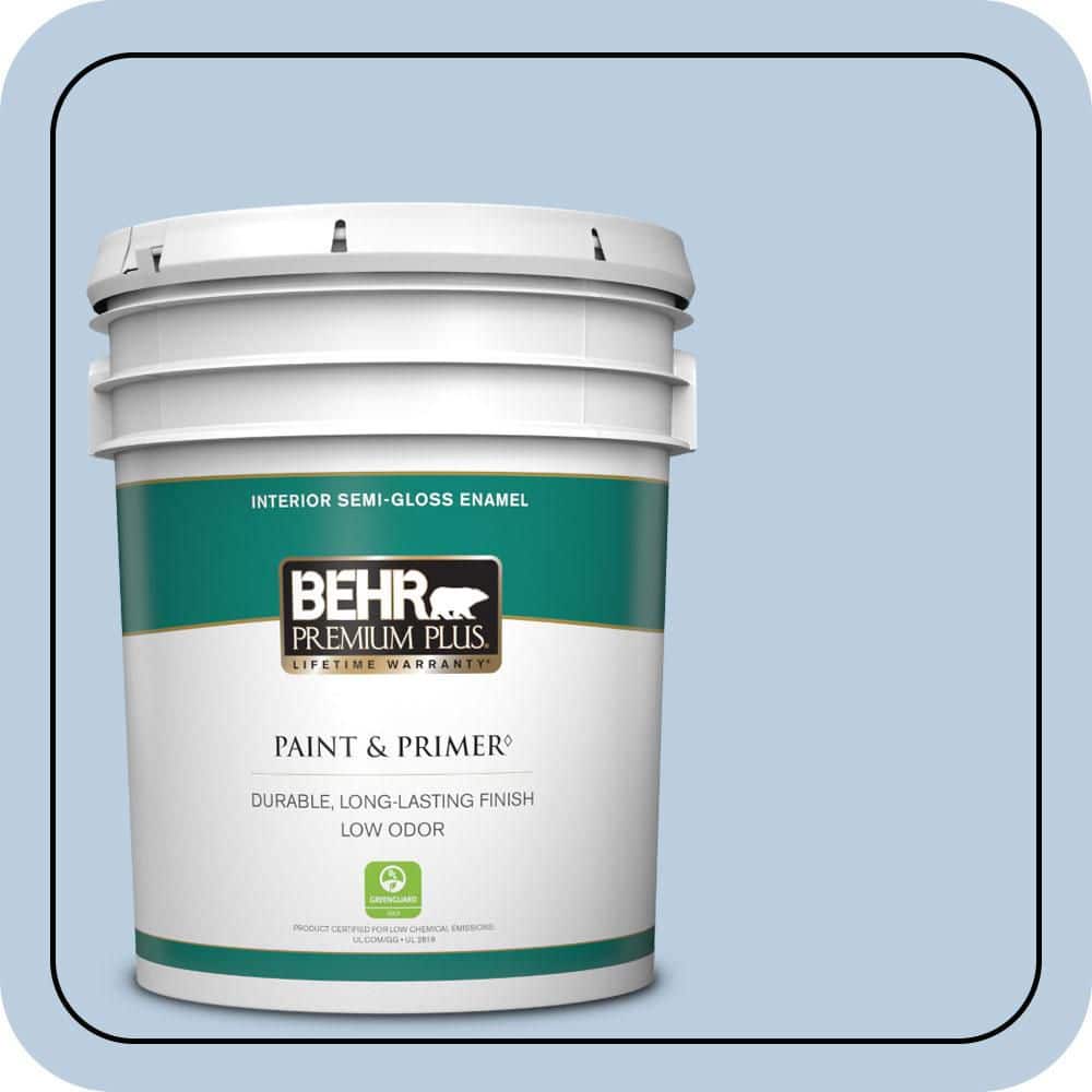 BEHR PREMIUM PLUS 5 gal. #M530-2 Skys the Limit Semi-Gloss Enamel Low Odor Interior Paint & Primer