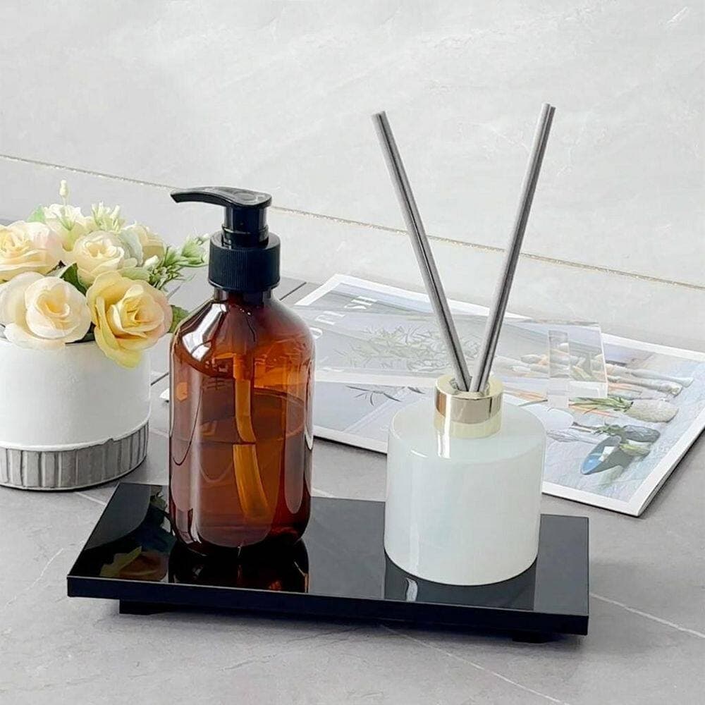 Unbranded 1-Pack Black Acrylic Soap Dish Pedestal Stand Riser Water-Resistant Tray for Bathroom and Kitchen Sink (2)