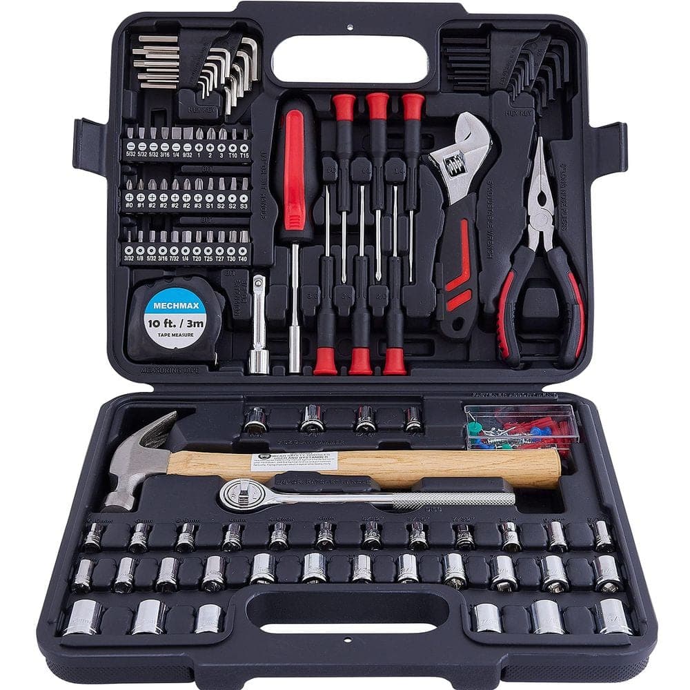 Laybus 149-Piece Tool Kit, Home and Auto Repair Hand Tool Set with Hammer, Socket Wrench, Pliers and Storage Case (1)