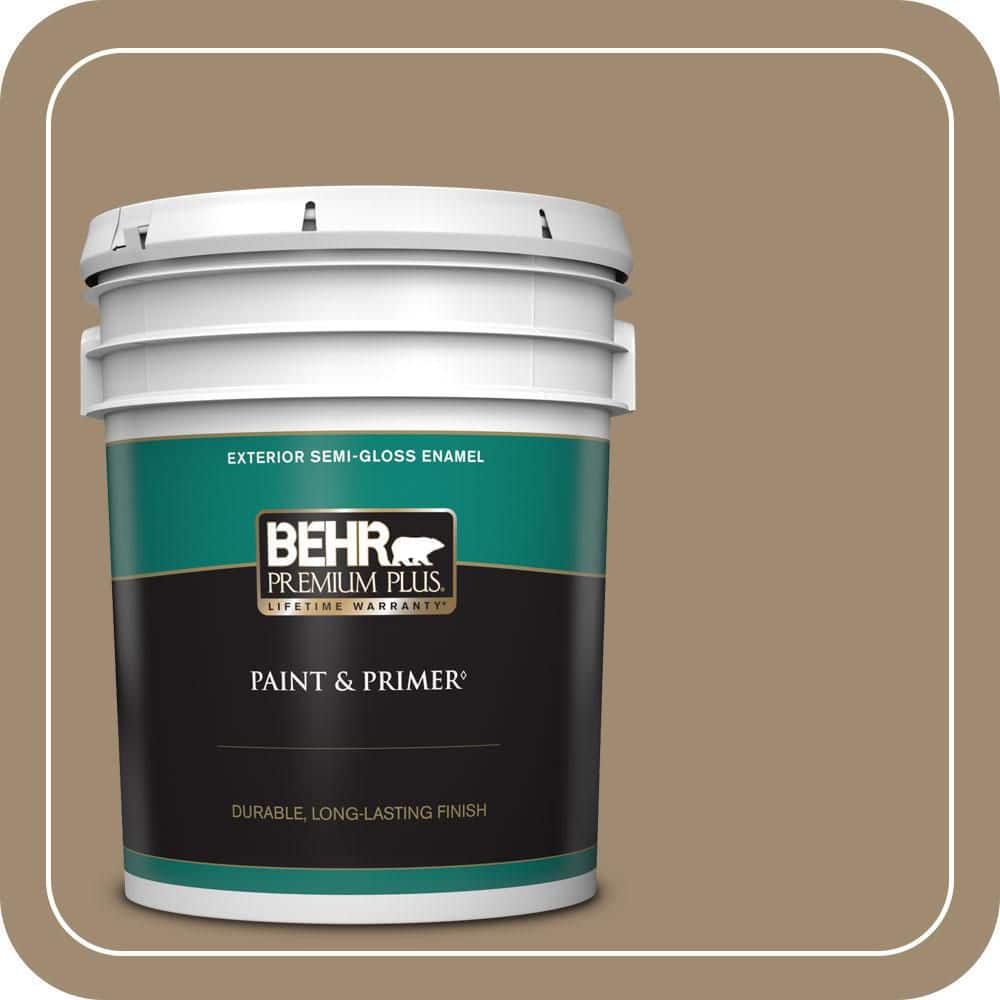 BEHR PREMIUM PLUS 5 gal. #PMD-102 River Mud Semi-Gloss Enamel Exterior Paint & Primer (1)
