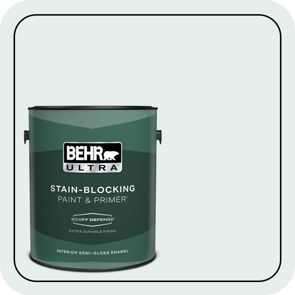 BEHR ULTRA 1 gal. #530E-1 White Sapphire Extra Durable Semi-Gloss Enamel Interior Paint & Primer