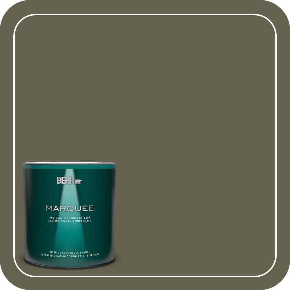 BEHR MARQUEE 1 qt. #N350-7A Mountain Olive One-Coat Hide Semi-Gloss Enamel Interior Paint & Primer
