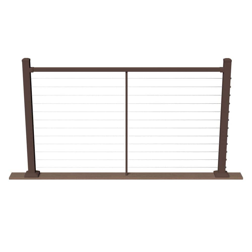 Deckorators Cable Rail 2-1/2 in. x 2-1/2 in. x 44 in. Weathered Brown Aluminum Line Post for Cable Railing System