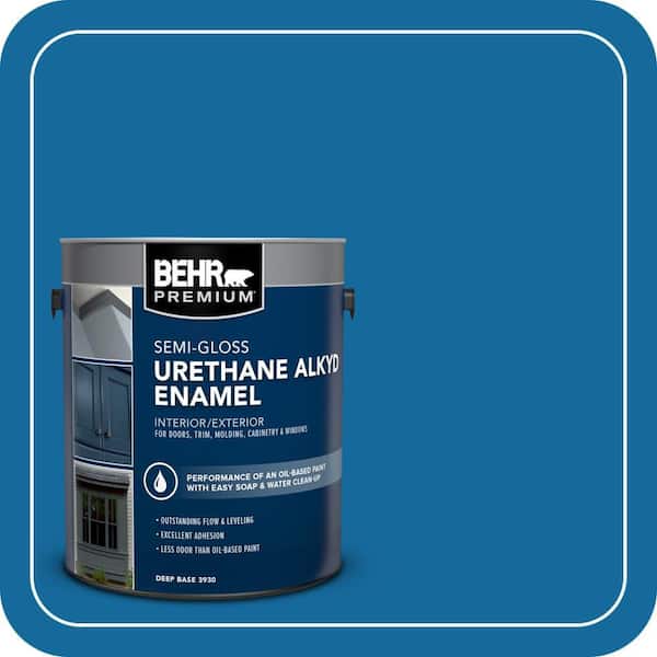BEHR PREMIUM 1 gal. #P500-7 Cosmic Cobalt Urethane Alkyd Semi-Gloss Enamel Interior/Exterior Paint (2)