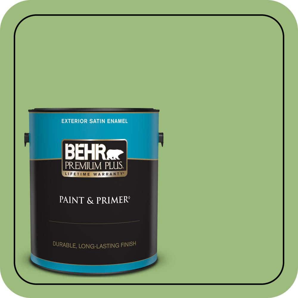 BEHR PREMIUM PLUS 1 gal. #P380-5 Gleeful Satin Enamel Exterior Paint & Primer