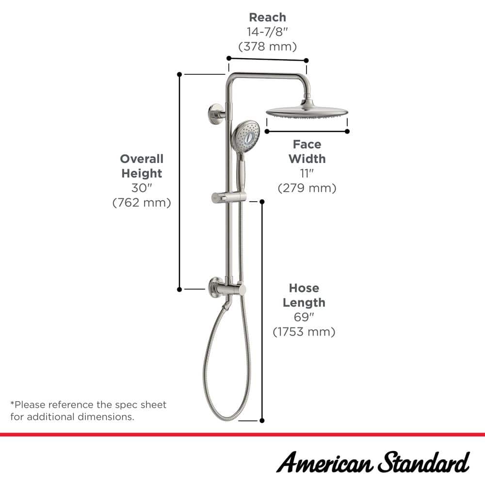 American Standard Spectra Versa 4-Spray Round 24 in. Wall Bar Shower Kit with Hand Shower 1.8 GPM (3)
