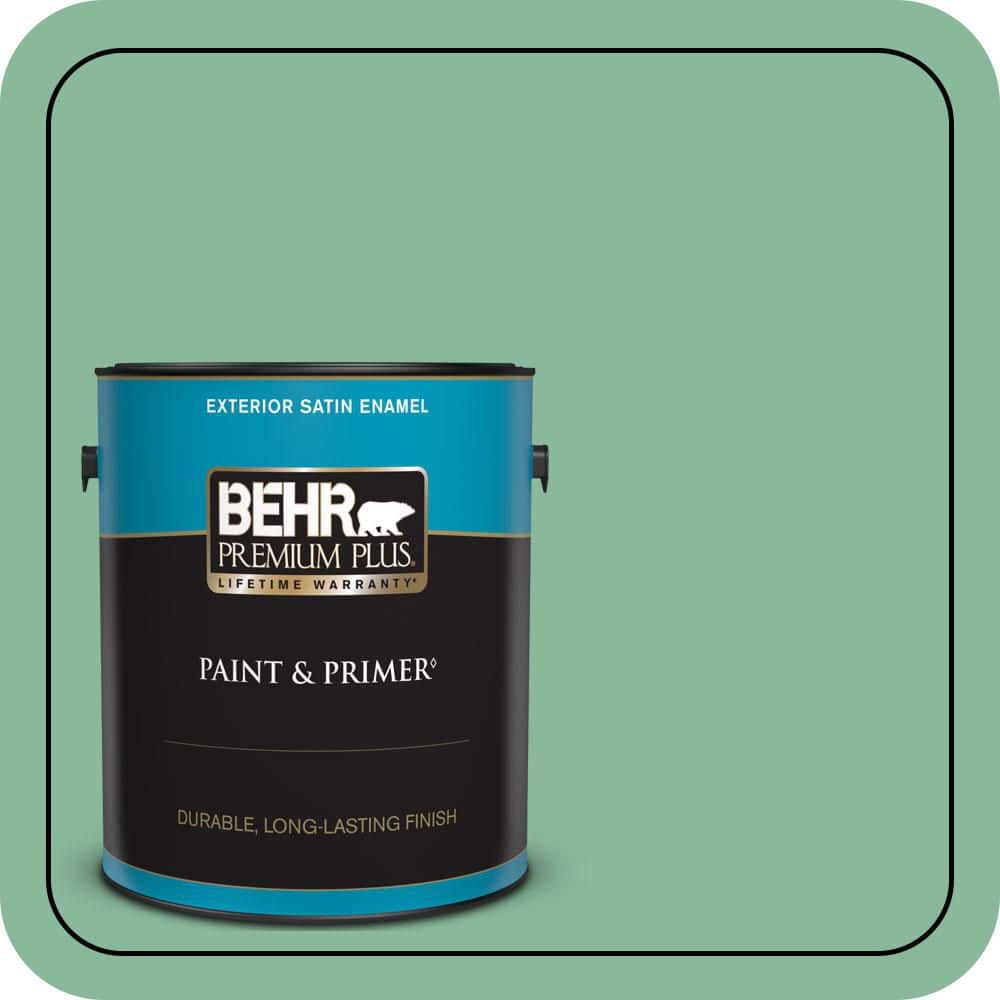 BEHR PREMIUM PLUS 1 gal. #470D-4 Garden View Satin Enamel Exterior Paint & Primer