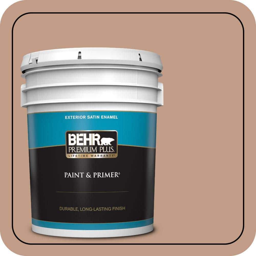 BEHR PREMIUM PLUS 5 gal. #S200-4 Chestnut Bisque Satin Enamel Exterior Paint & Primer