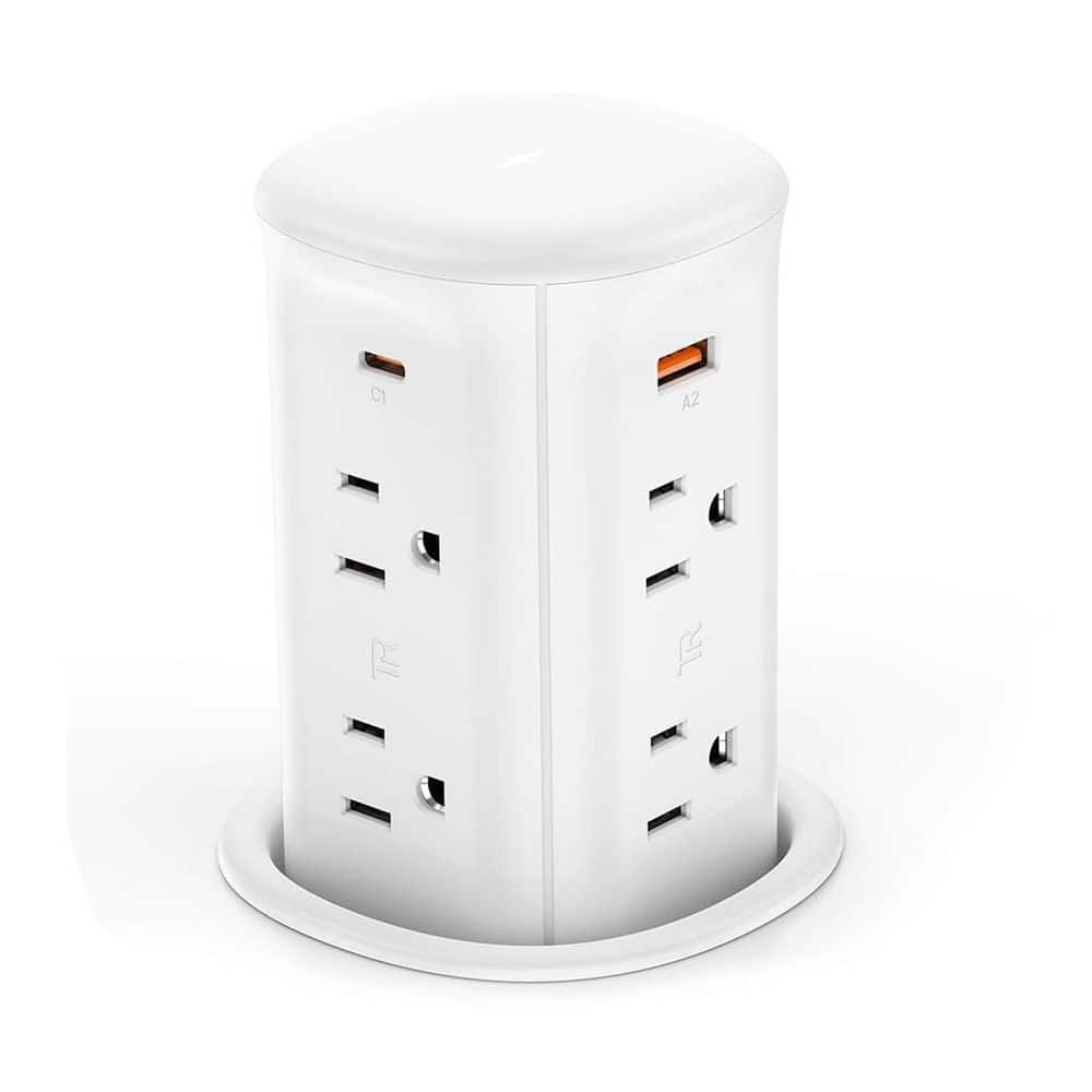 OBJLGEV 6 ft. 8-Outlet Surge Protector with 2 USB-A Ports, 2 USB-C Ports, Wireless Charging, Concealed Pop Up Design (1)