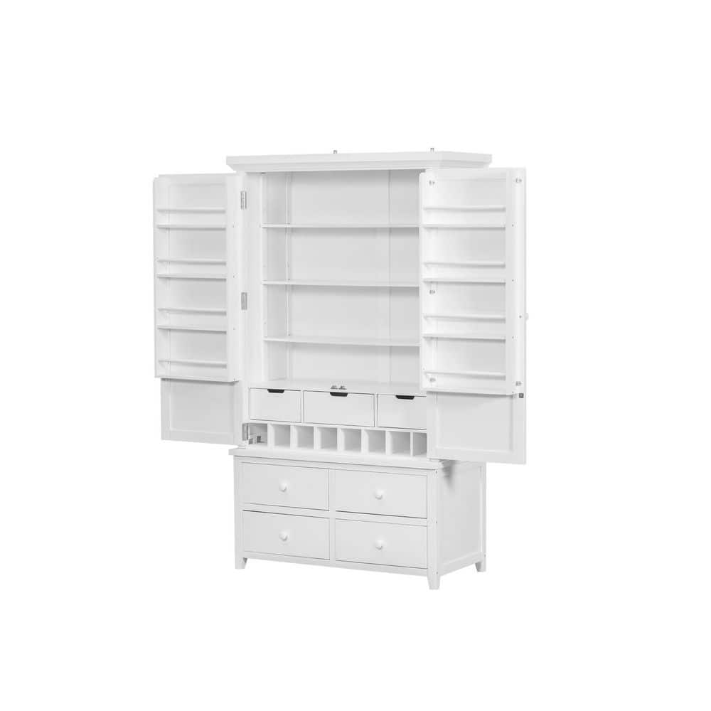 COWLOWN 41.3 in. W 18.7 in. D 71 in. H Linen Cabinet Kitchen Pantry with 8-Door Shelves,3-Adjustable Shelves,7-Drawers (2)