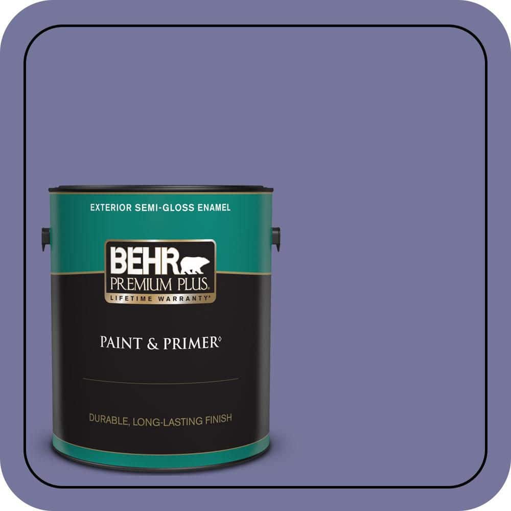 BEHR PREMIUM PLUS 1 gal. #M550-6 Kimono Violet Semi-Gloss Enamel Exterior Paint & Primer