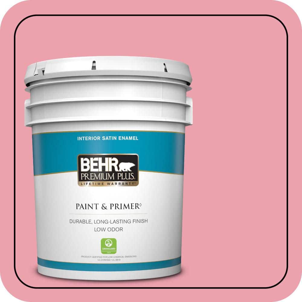 BEHR PREMIUM PLUS 5 gal. #P150-3 Pinque Satin Enamel Low Odor Interior Paint & Primer