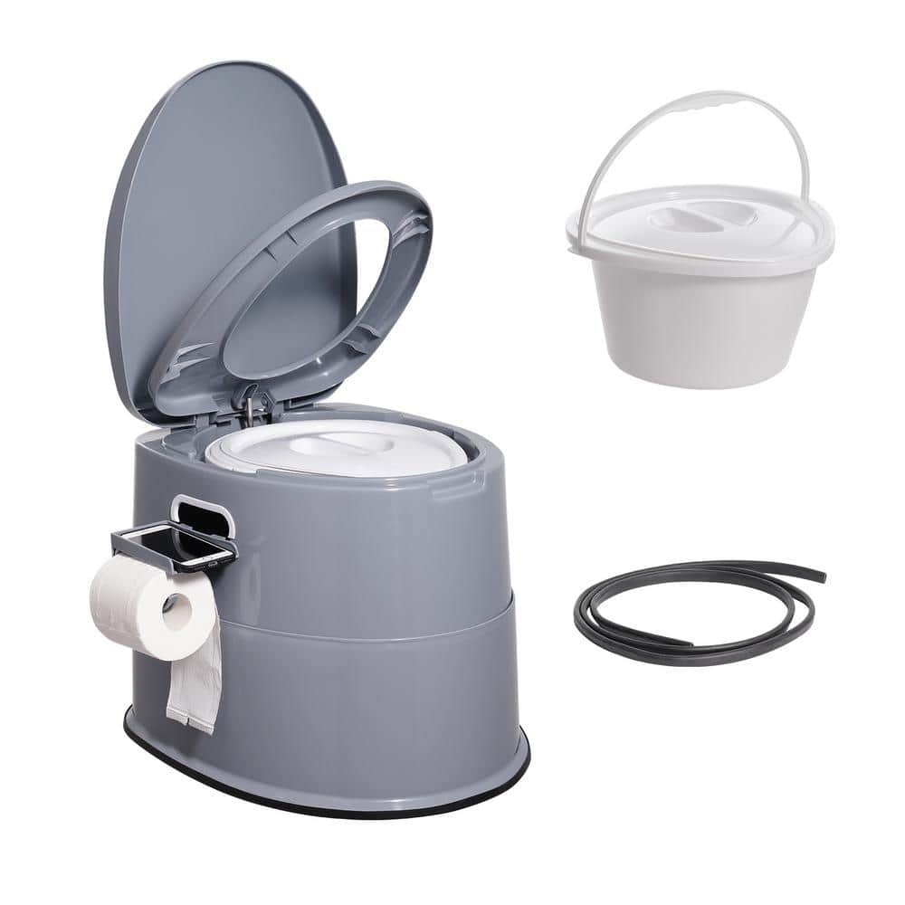 SKYSHALO Travel Toilet for Adults Kids with 1.3 Gal. Inner Bucket and Paper Holder with Dual Lids Non- Electric Waterless Toilet