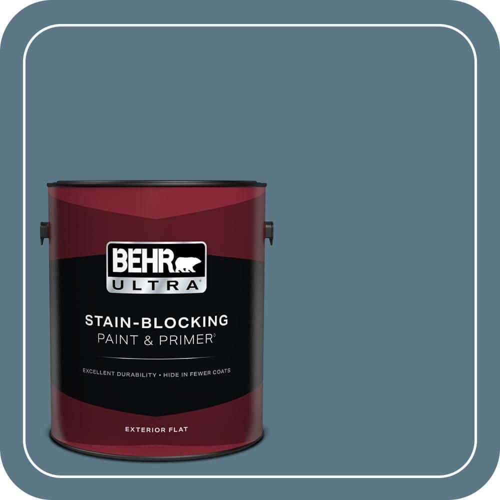 BEHR ULTRA 1 gal. #PMD-65 Ocean Shadow Flat Exterior Paint & Primer