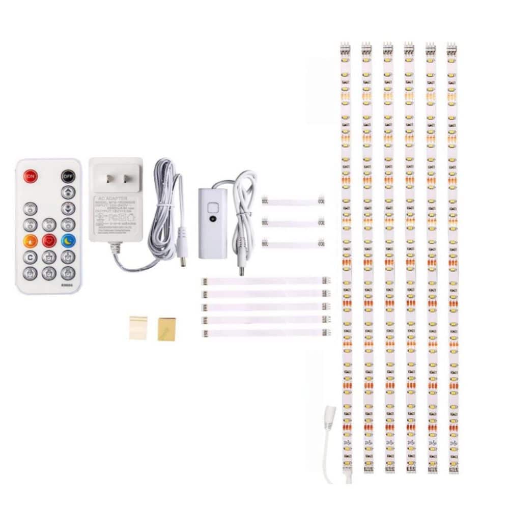 Wudkey 6-Pack Under Cabinet LED Strip Lights with Remote Control, Dimmer and Adapter for Kitchen Cabinet, 4000K Natural White (1)