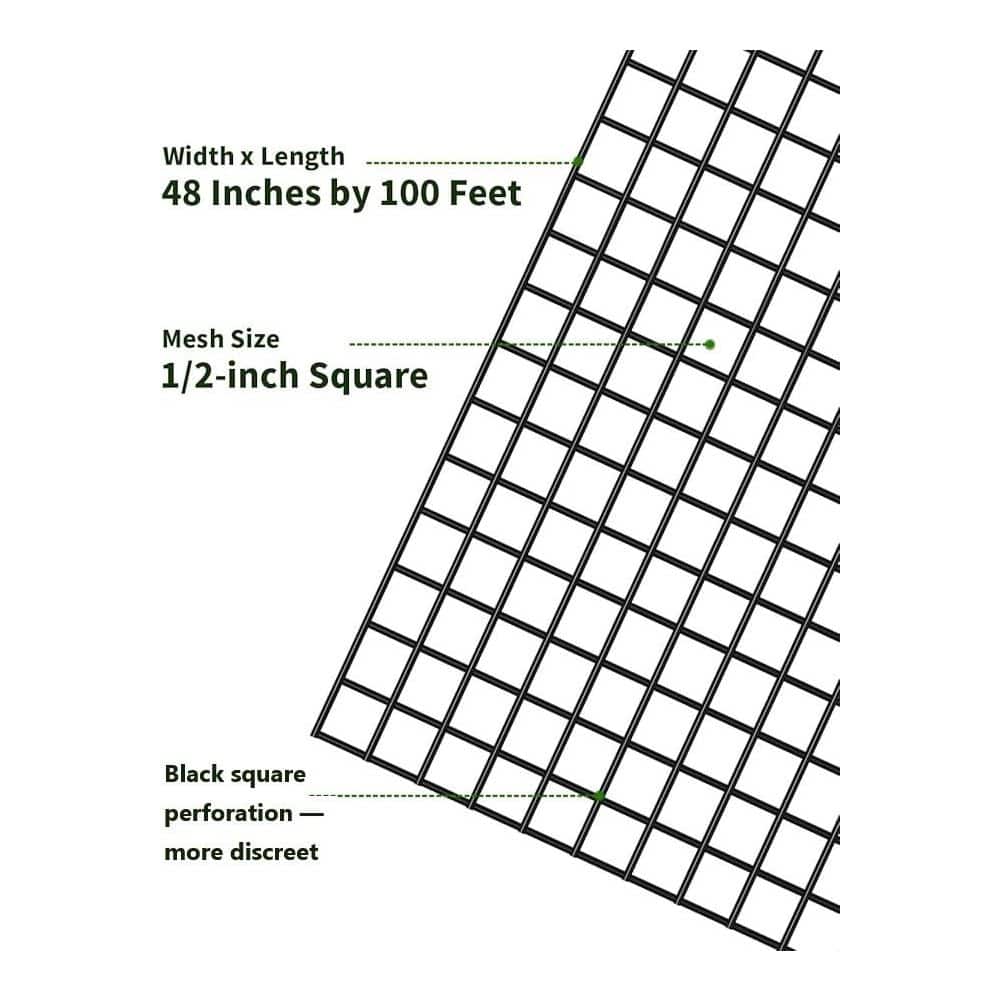 Art3d 1/2 in. x 4 ft. x 100 ft. 19-Gauge Black PVC-Coated Welded Wire Fencing, Rust Resistant Mesh for Chicken Coop, Garden (3)