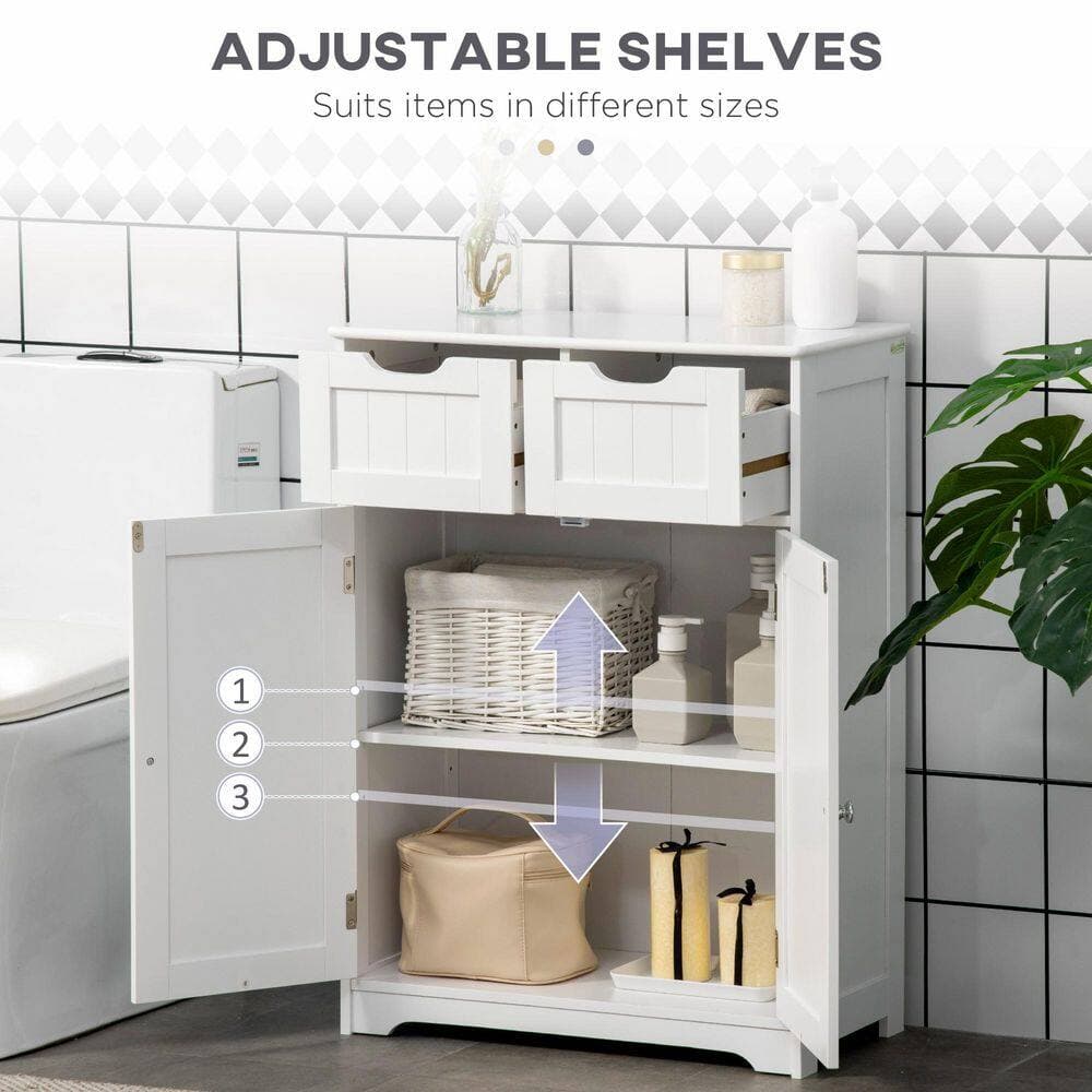 Buruis 23.5 in. W x 11.8 in. D x 32.3 in. H White Bathroom Linen Cabinet with 2-Doors and 2-Drawers (3)