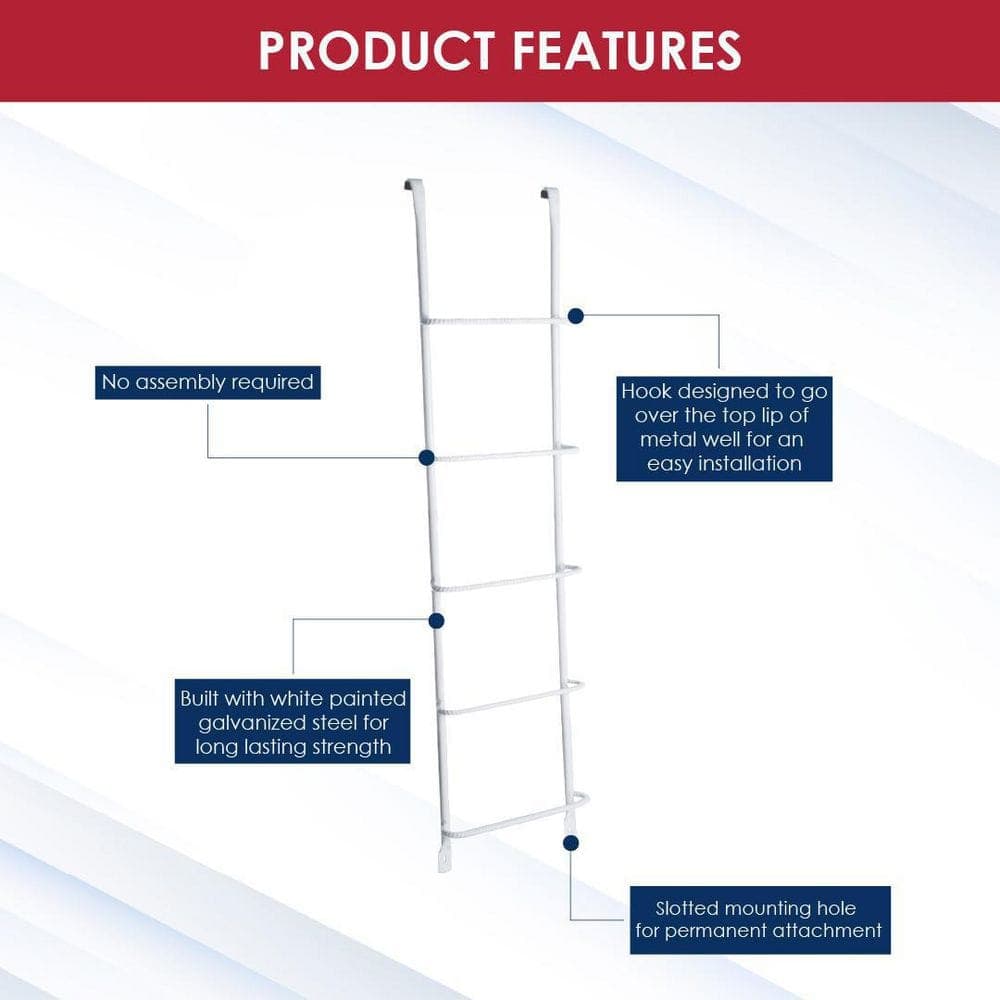 SHAPE PRODUCTS 5-Step White Steel Window Well Escape Ladder (2)