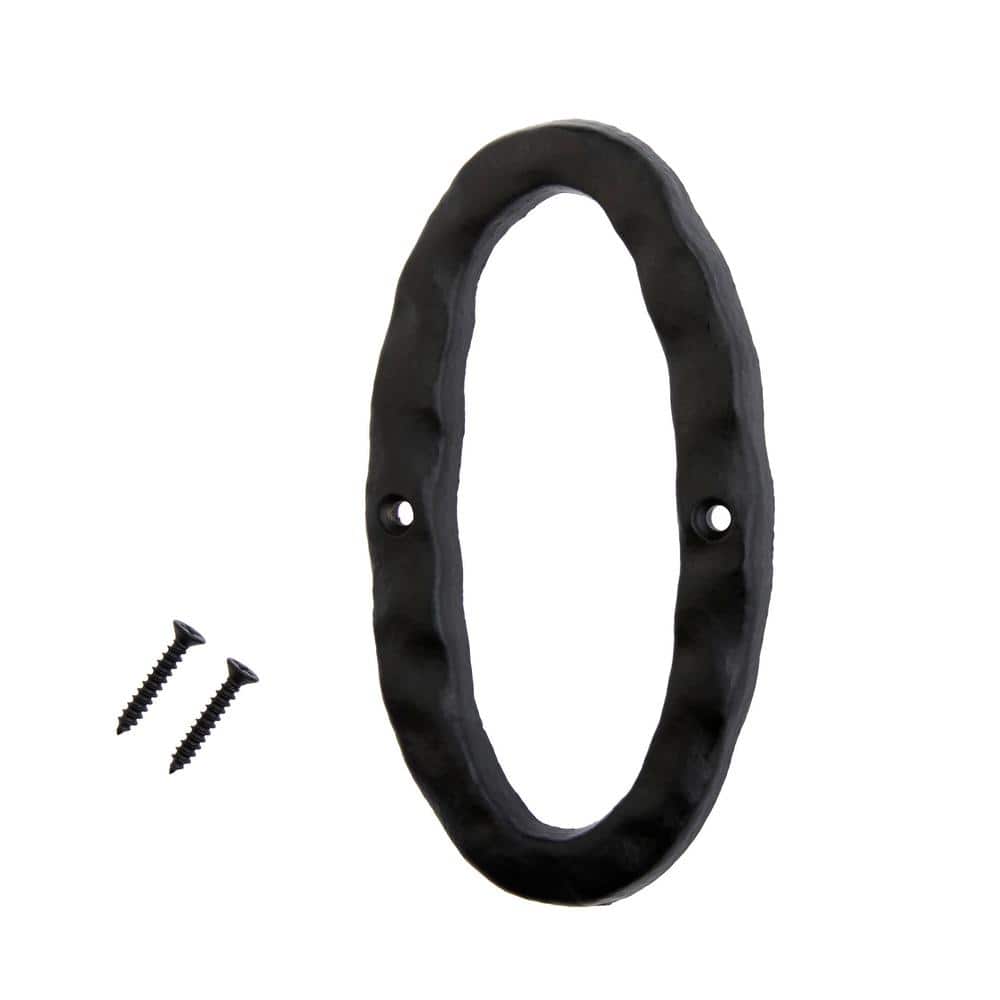 Everbilt 6 in. Matte Black Cast Iron Number 0 (3)