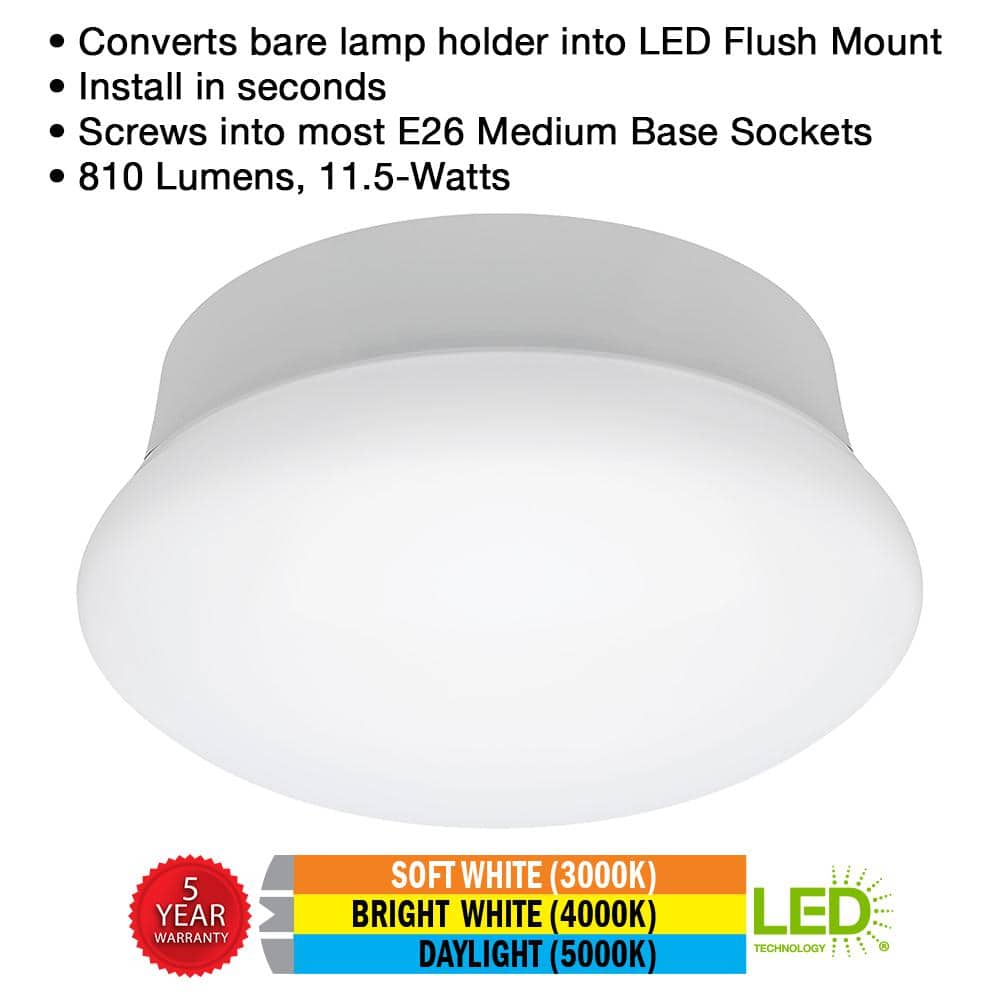Commercial Electric Spin Light 7 in. Closet Light LED Flush Mount Ceiling Light 3000K 4000K 5000K Selectable Laundry Room Hallway Stairway (3)