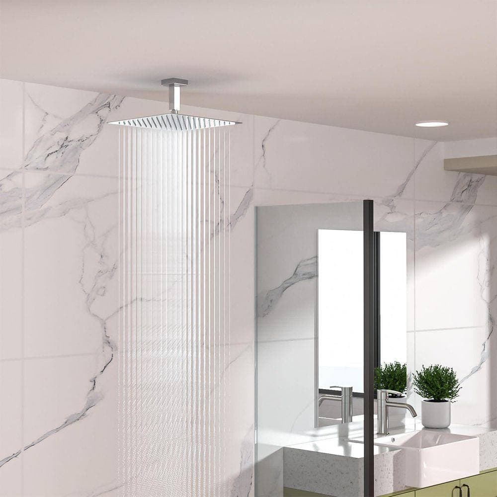 LORDEAR 3 in. Square Ceiling Mount Shower Arm and Flange in Brushed Nickel (2)
