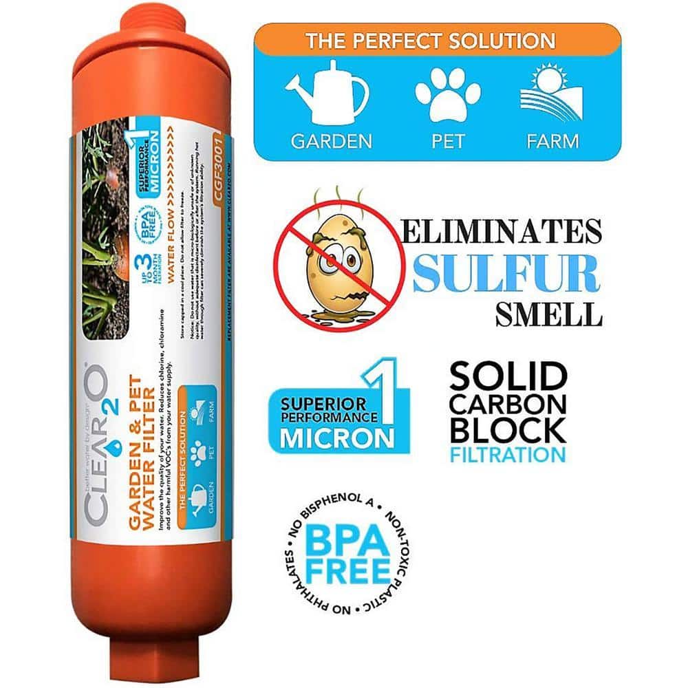 Clear2O Garden and Pet Water Hose Filter - Reduces Chlorine, Lead, Heavy Metals - Ideal for Organic Farmers - (Orange) (2)
