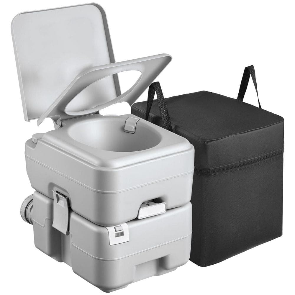 SKYSHALO Portable Toilet with 5.3 Gal. Removable Waste Tank,120 Flush Capacity, Includes Carry Bag, Non-electric Waterless Toilet (1)
