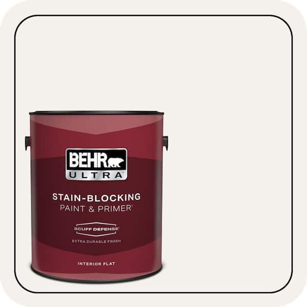 BEHR ULTRA 1 gal. #W-B-600 Luster White Extra Durable Flat Interior Paint & Primer (2)