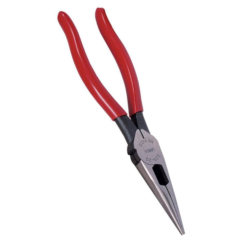 URREA 8-9/16 in. Long Rubber Grip Long-Nose Pliers - Side Cutting, High Leverage