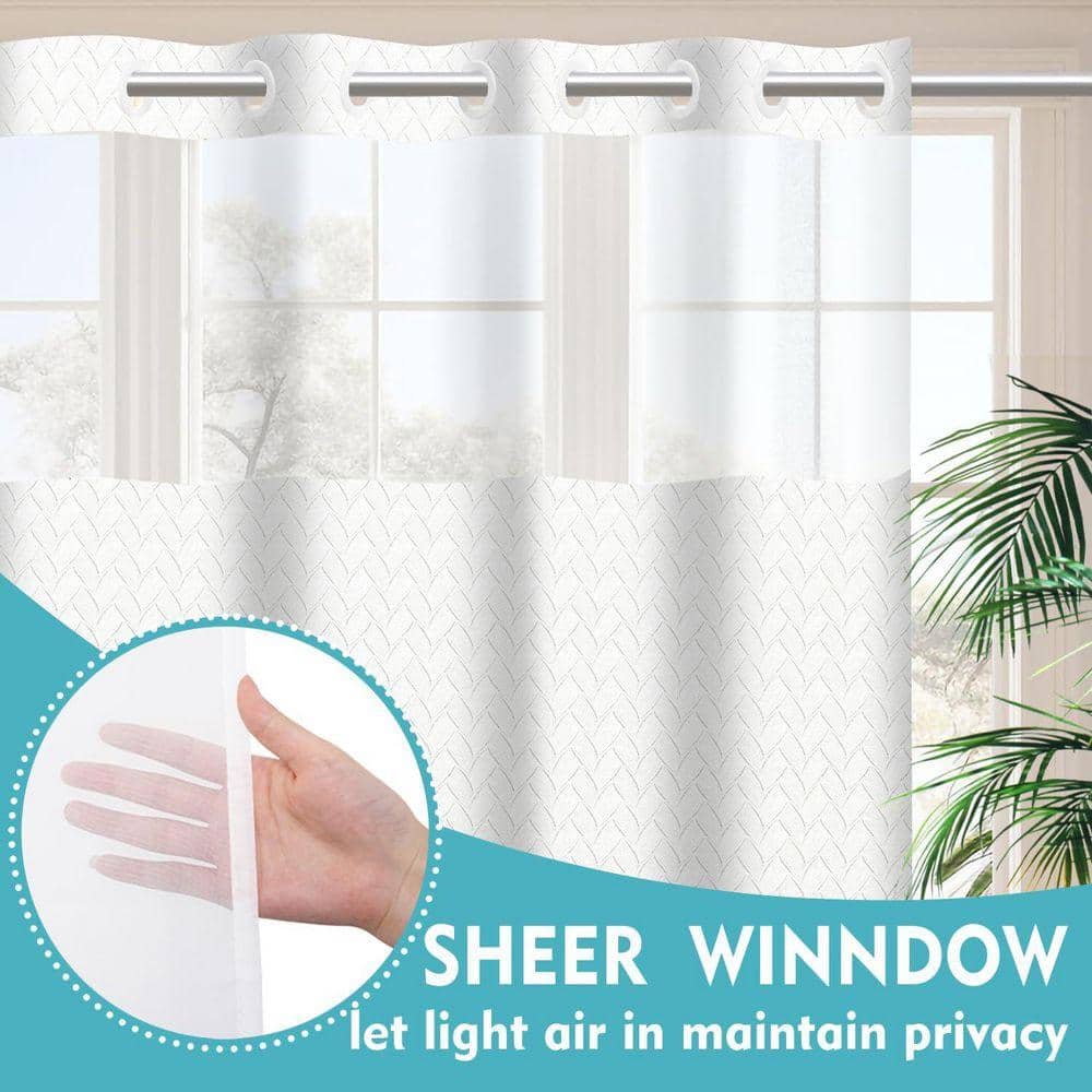 JFVKAF No Hook Shower Curtain with Snap in Liner Set 71x74 Inch Modern White Fabric for Bathroom Hotel Decor (3)