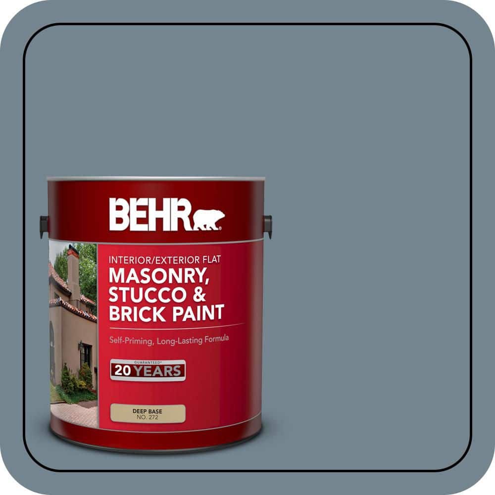 BEHR 1 gal. #N480-5 Adirondack Blue Flat Interior/Exterior Masonry, Stucco and Brick Paint (1)