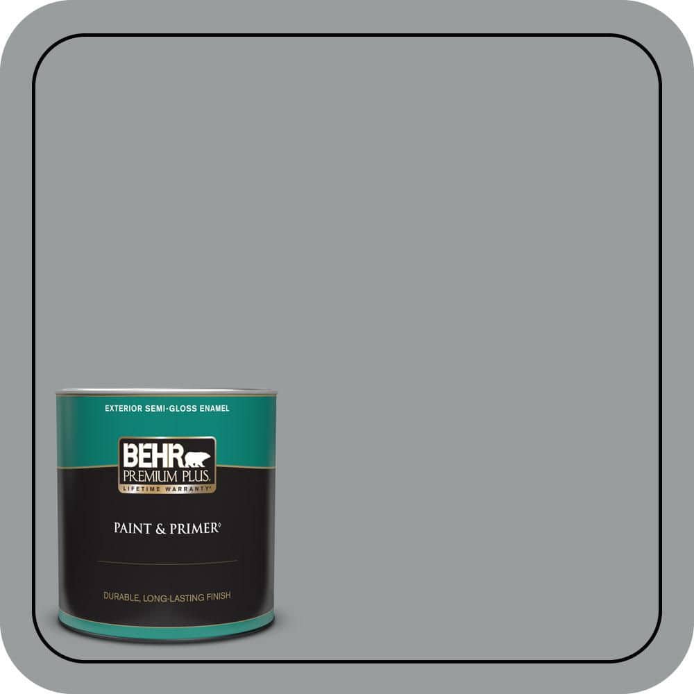 BEHR PREMIUM PLUS 1 qt. #N500-4 Pencil Sketch Semi-Gloss Enamel Exterior Paint & Primer