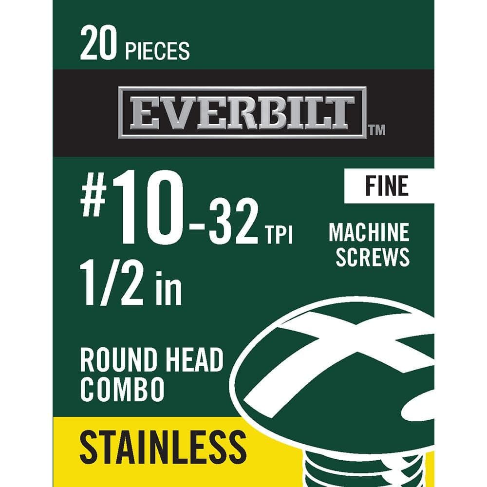 Everbilt #10-32 x 1/2 in. Star Combo Round Head Stainless Steel Machine Screw (20-Pack) (1)
