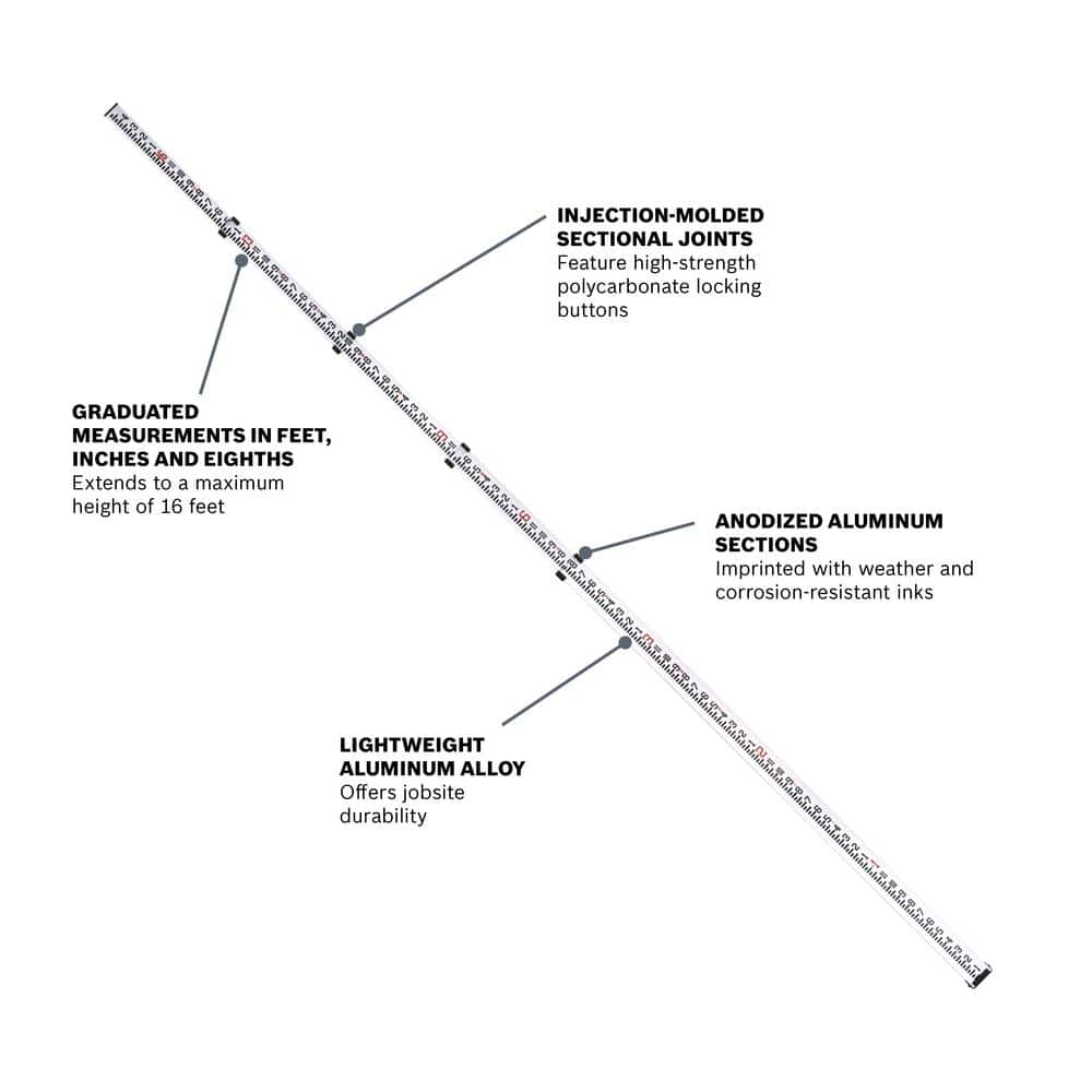 Bosch 16 ft. Aluminum Level Rod (2)