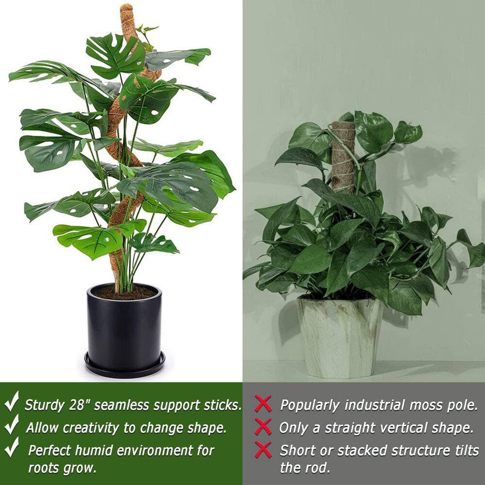 NVNOO 28 in. Bendable Coir Moss Pole for Garden Climbing Plants Pothos Philodendron, Brown (2-Pack) (3)