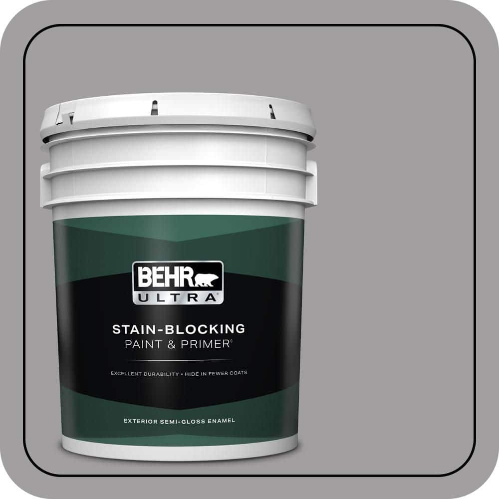 BEHR ULTRA 5 gal. #T11-1 Grayve Yard Semi-Gloss Enamel Exterior Paint & Primer