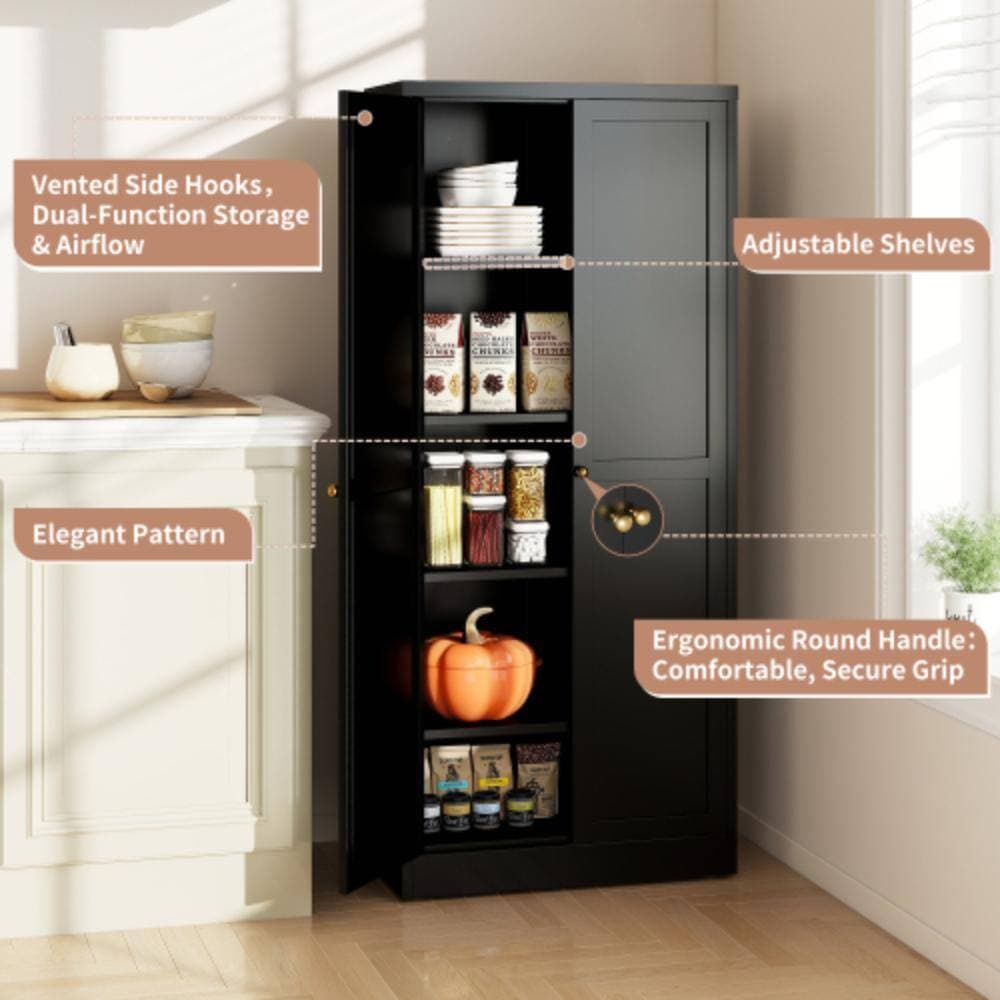 Unbranded 27.56 in. W x 13.78 in. D x 61.03 in. H Bathroom Black Linen Cabinet (3)