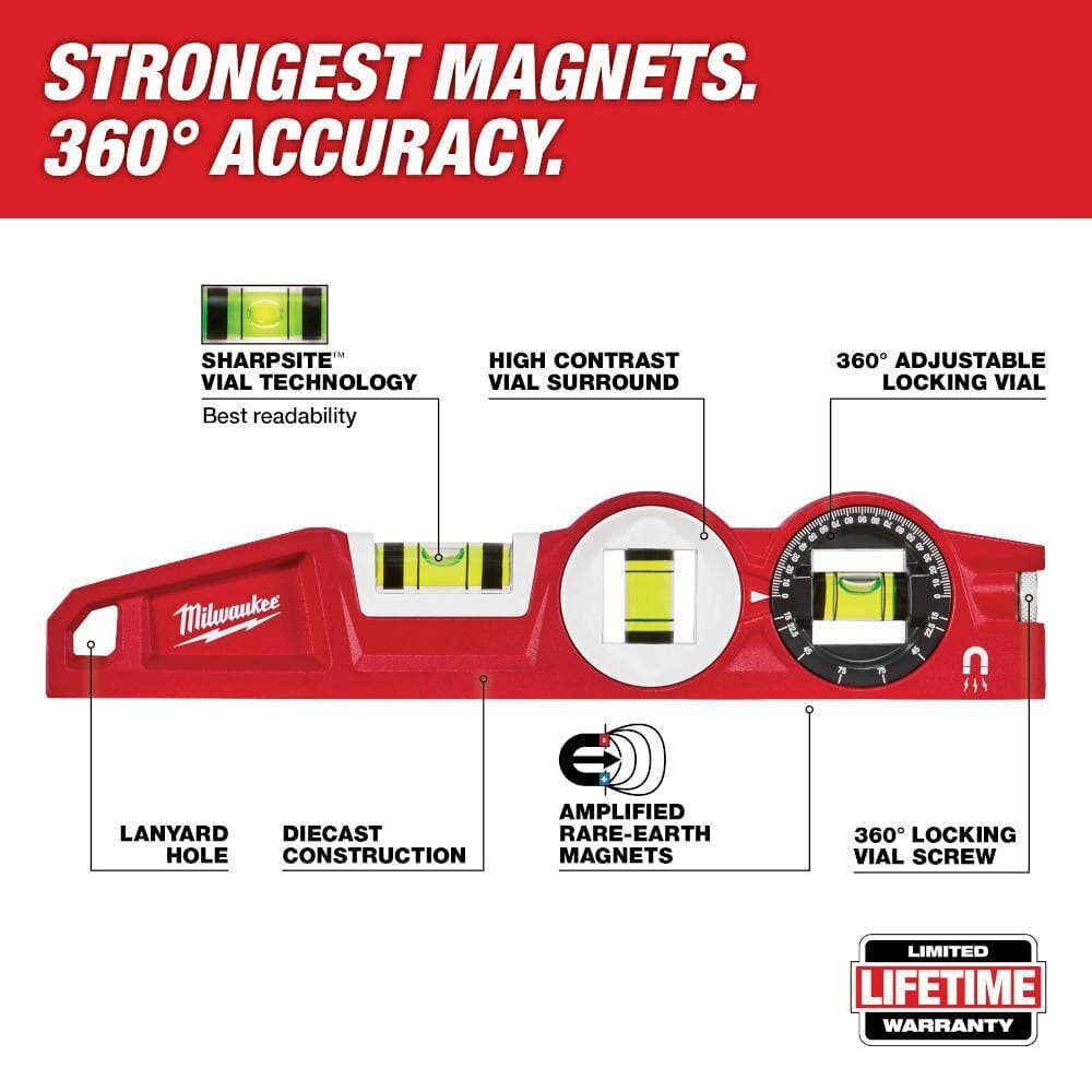 Milwaukee 10 in./24 in./48 in./78 in. REDSTICK Magnetic Box Beam and Torpedo Level Set with Green 100 ft. Laser Level Set (3)