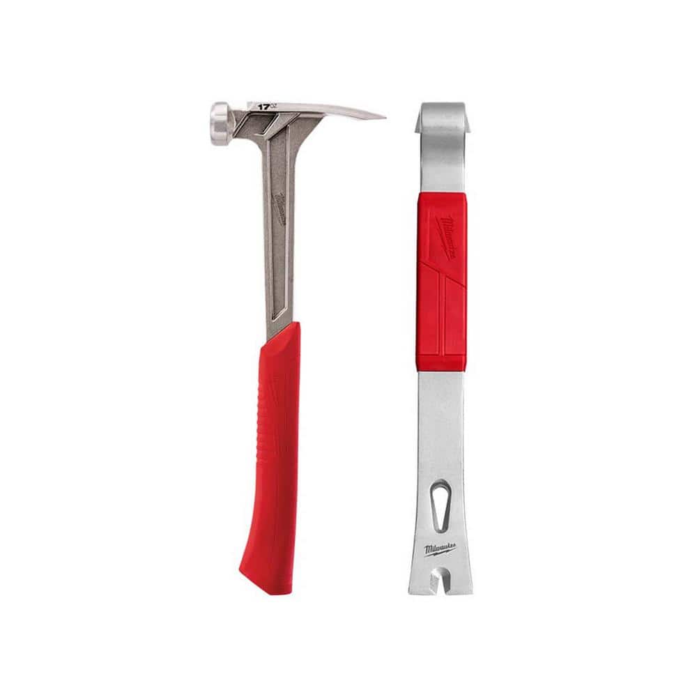 Milwaukee 17 oz. Smooth Face Framing Hammer with 15 in. Pry Bar