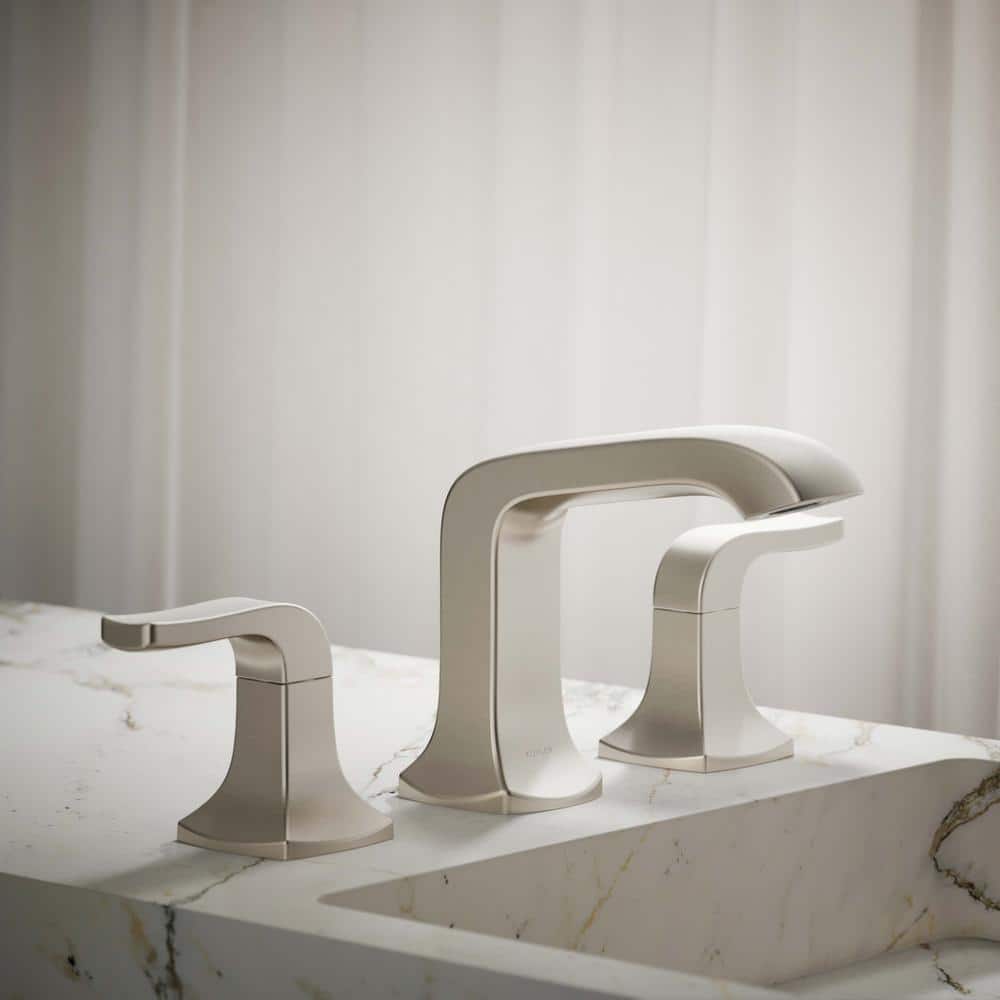 KOHLER Rubicon 8 in. Widespread Double Handle Bathroom Faucet in Vibrant Brushed Nickel (3)
