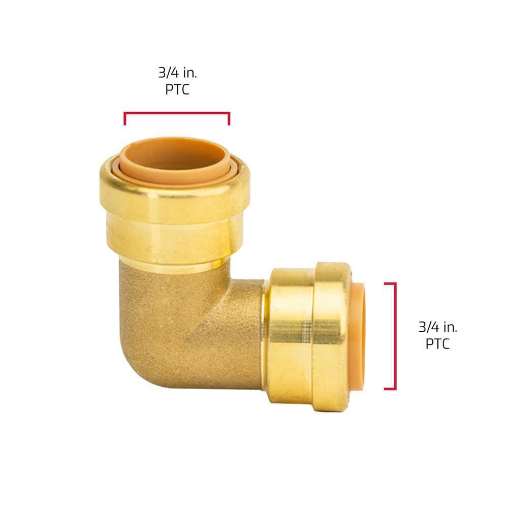 QUICKFITTING 3/4 in. Brass 90-Degree Push-to-Connect Elbow Fitting with SlipClip Release Tool (4)