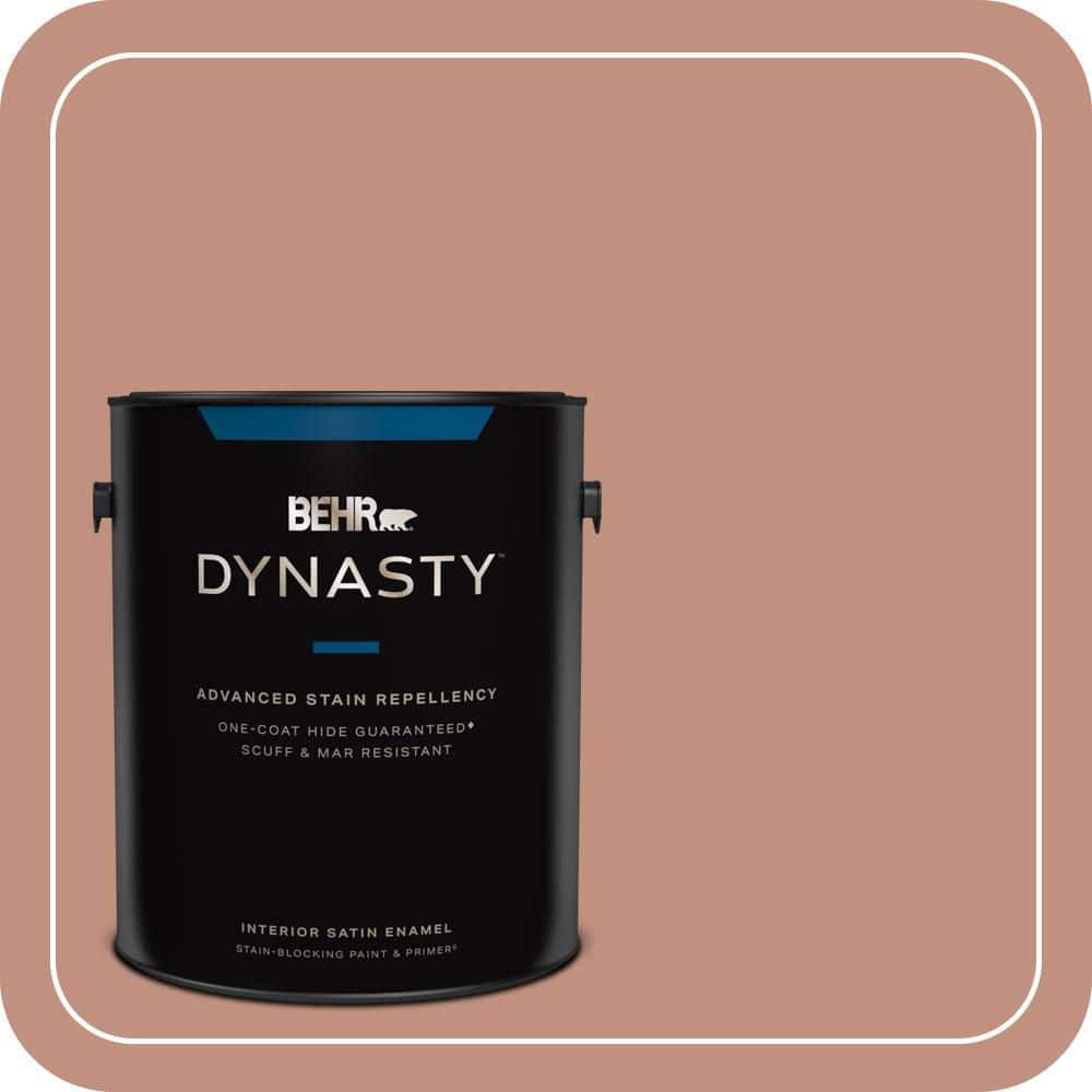BEHR DYNASTY 1 gal. #MQ1-51 Mesa Peach One-Coat Hide Satin Enamel Interior Stain-Blocking Paint & Primer