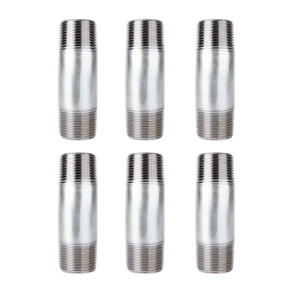 PIPE DECOR 1 in. x 4 in. Galvanized Steel Nipple (6-Pack) (1)