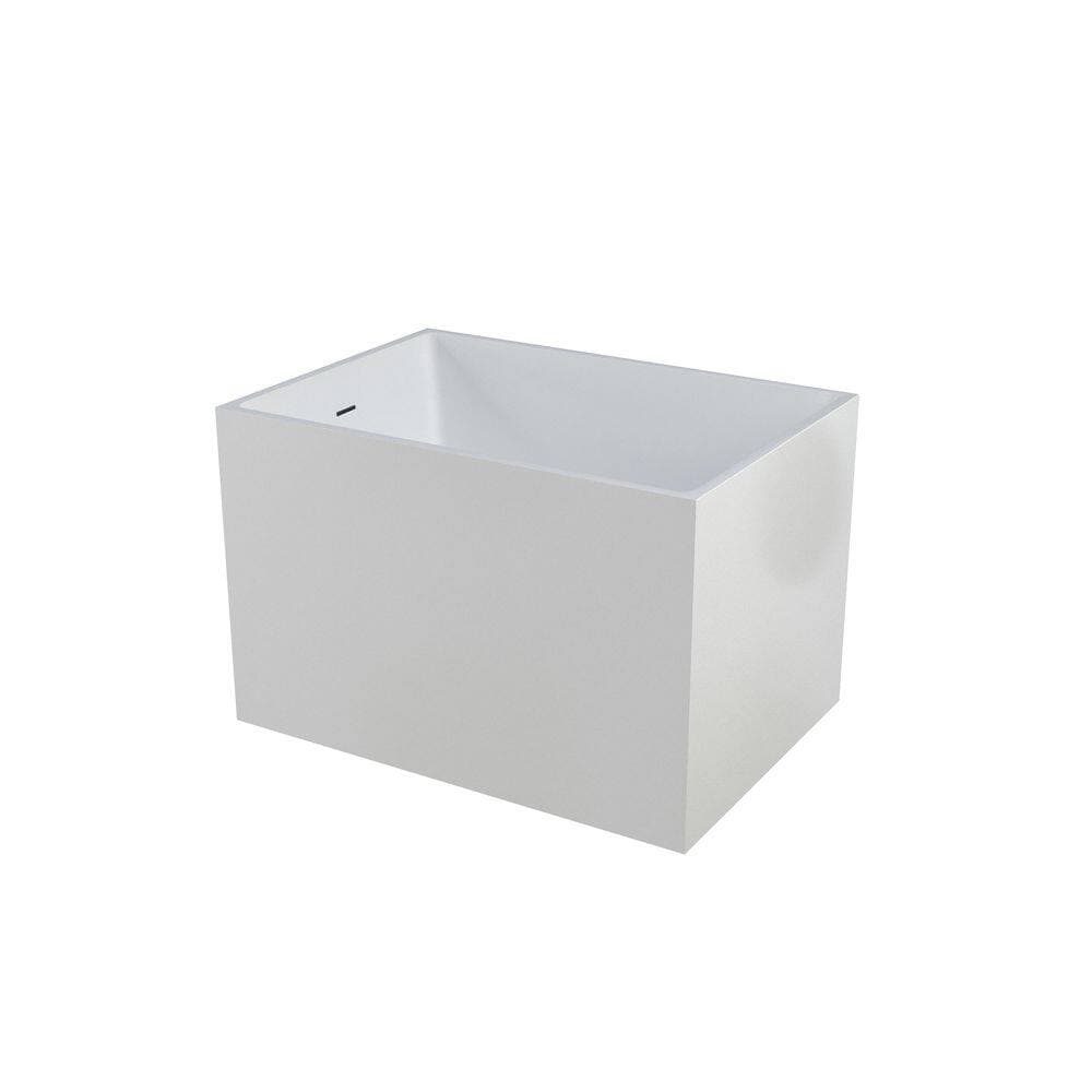 LIVACA 39.37 in. x 27.55 in. Freestanding Soaking Acrylic Bathtub with Built-in Seat in Gloss White (2)