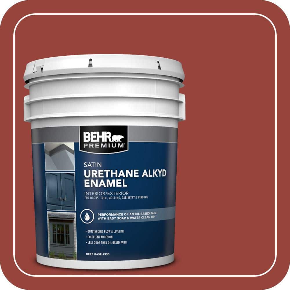 BEHR PREMIUM 5 gal. #PPU2-17 Morocco Red Urethane Alkyd Satin Enamel Interior/Exterior Paint